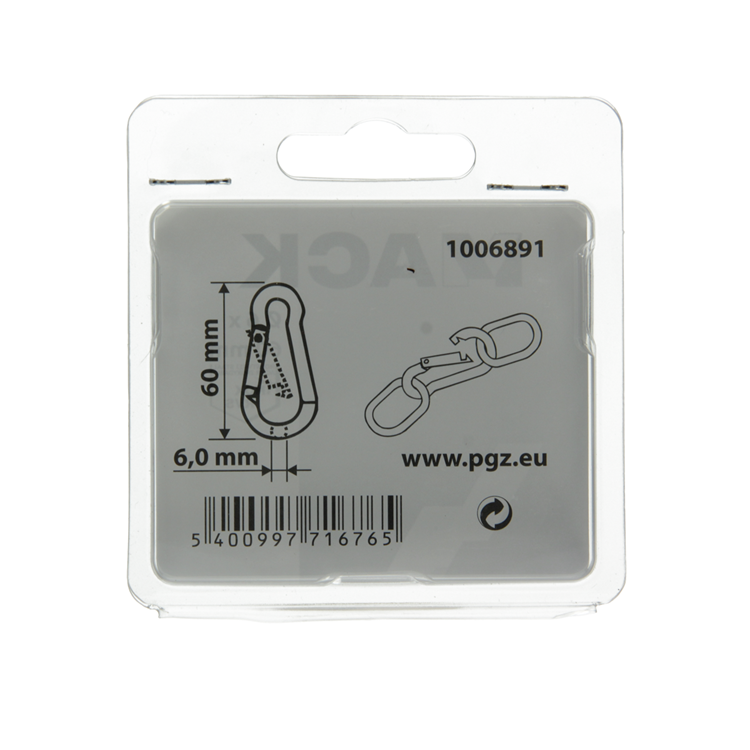 Load image into Gallery viewer, Mack 1006891 - 1 karabijnhaak+veer inox 60x6mm bl | 5 stuks

