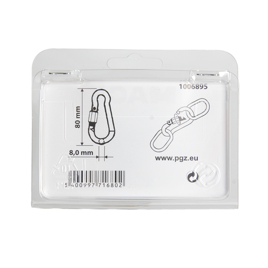 Mack 1006895 - 1 karabijnhaak+borgsl. verzinkt 8mm bl | 5 stuks