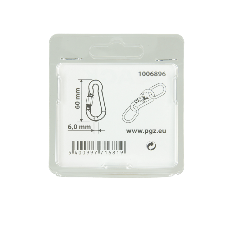 Load image into Gallery viewer, Mack 1006896 - 1 karabijnhaak+borgsl. verzinkt 6mm bl | 5 stuks

