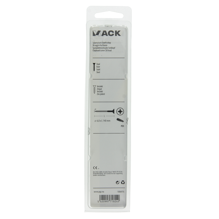 Load image into Gallery viewer, Mack 1006976 - spaanplaatschroef vz kop geelverzinkt 4st 6 x 140mm | 10 stuks
