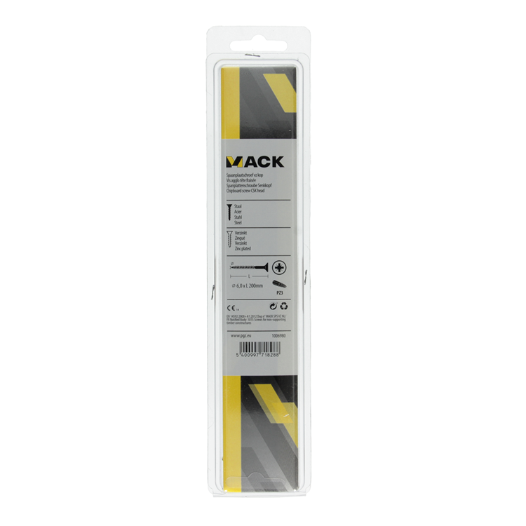 Afbeelding laden in galerijviewer, Mack 1006980 - spaanplaatschroef vz kop geelverzinkt 4st 6 x 200mm | 5 stuks
