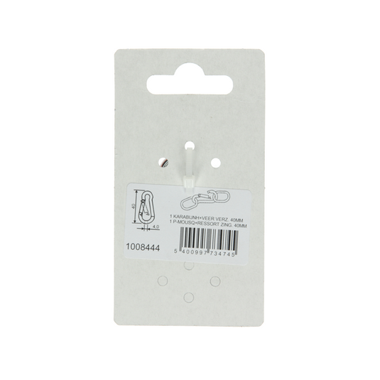 Mack 1008444 - 1 karabijnhaak + veer 4 x 40mm verzinkt | 10 stuks