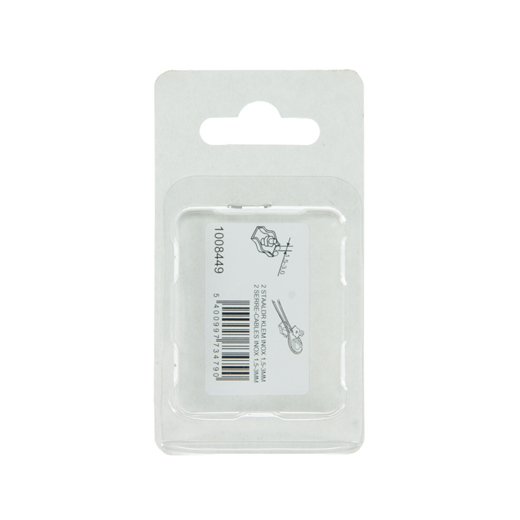 Load image into Gallery viewer, Mack 1008449 - 2 staaldraadklemmen 3mm simplex inox | 10 stuks
