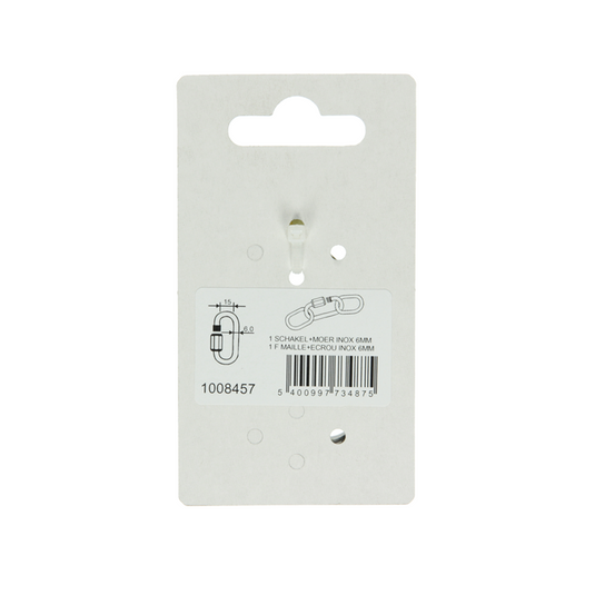Mack 1008457 - 1 loze schakel + moer 6mm inox | 10 stuks