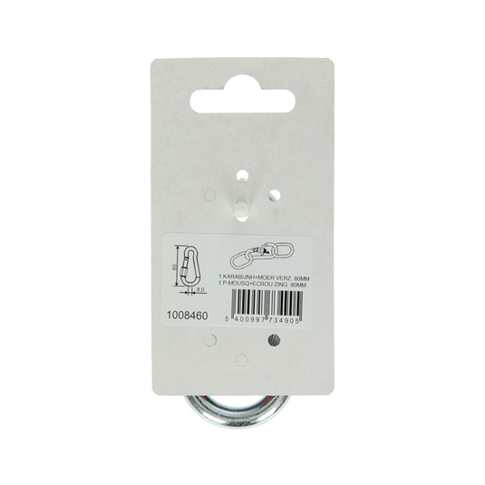 Mack 1008460 - 1 karabijnhaak + borgsl.8 x 80mm verzinkt | 10 stuks