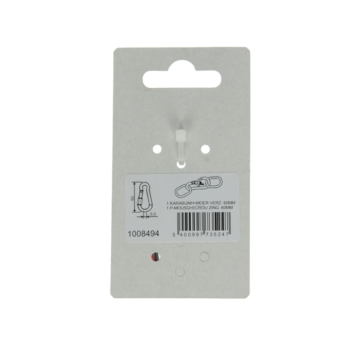 Load image into Gallery viewer, Mack 1008494 - 1 karabijnhaak + borgsl. 6 x 60mm verzinkt | 10 stuks
