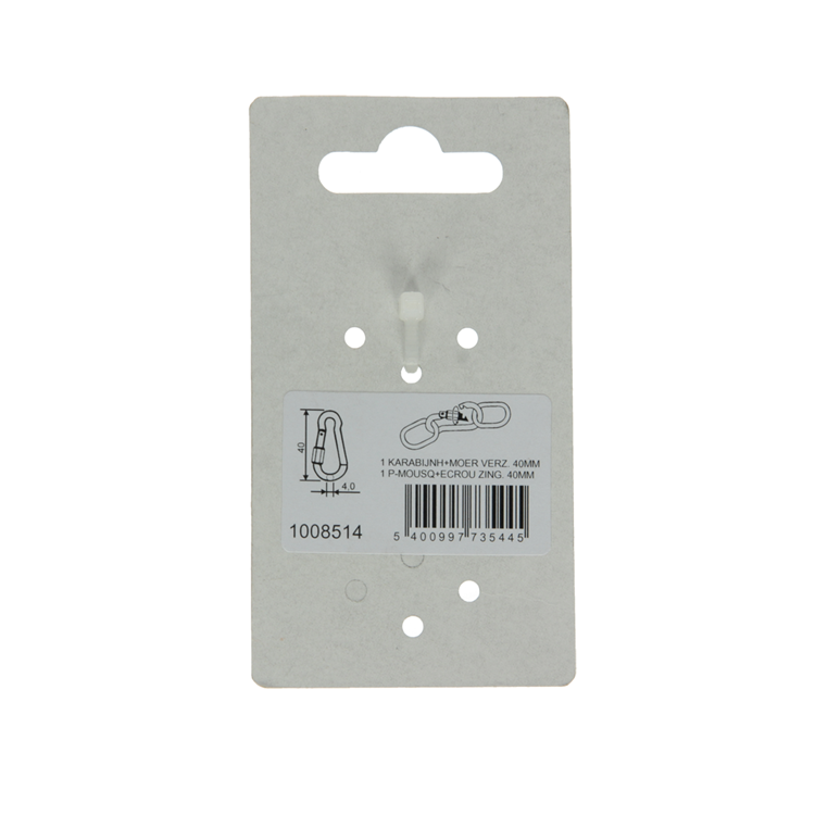 Load image into Gallery viewer, Mack 1008514 - 1 karabijnhaak + borgsl. 4 x 40mm verzinkt | 10 stuks
