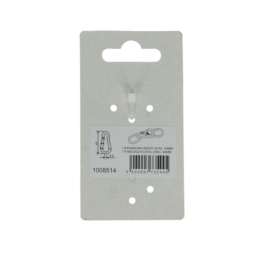 Mack 1008514 - 1 karabijnhaak + borgsl. 4 x 40mm verzinkt | 10 stuks
