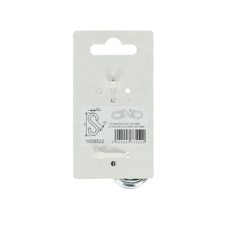 Load image into Gallery viewer, Mack 1008522 - 2 open s-haken 8,0 x 75mm verzinkt | 10 stuks
