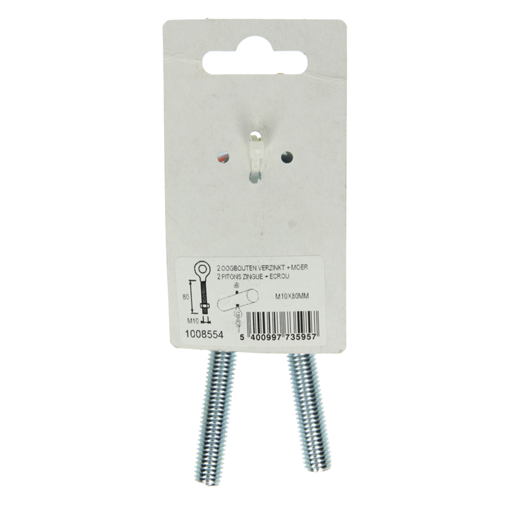 Load image into Gallery viewer, Mack 1008554 - 2 oogbouten + moer m10 x 80mm verzinkt | 10 stuks
