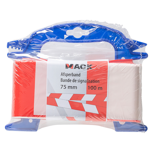 Mack 1014099 - afsperband rood wit haspel 75mm x 100m 35 micron | 5 stuks
