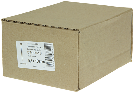 1015659 - doos 5 kg. nagels platte kop 5,5x150 mm | 2 stuks