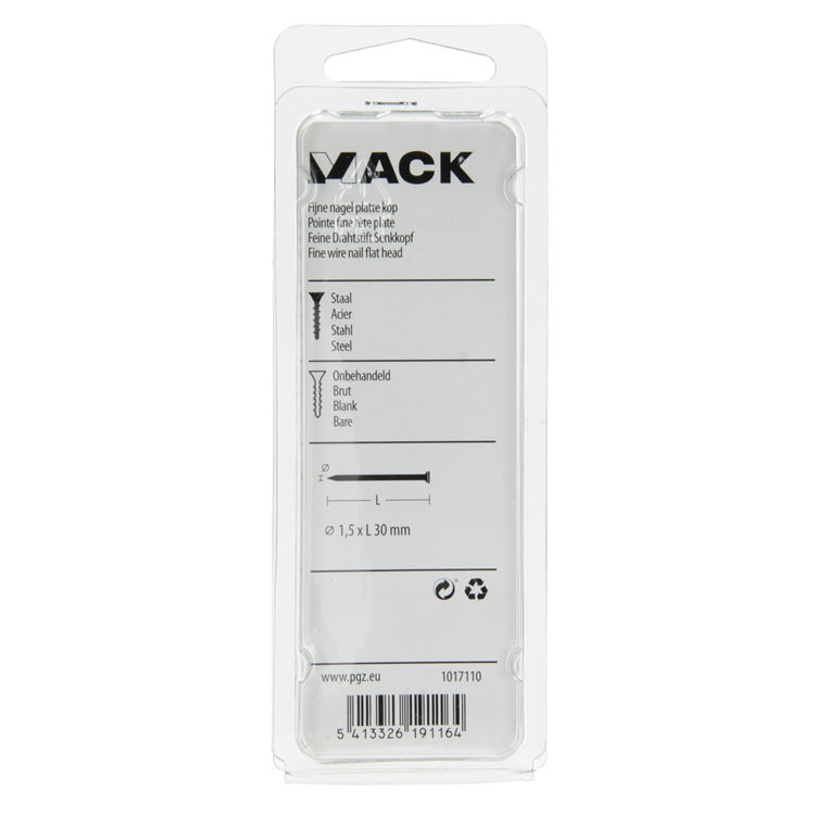 Load image into Gallery viewer, Mack 1017110 - fijne nagel platte kop 85 gr 1,5 x 30 mm | 5 stuks
