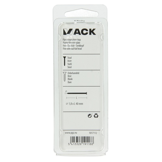 Mack 1017112 - fijne nagel platte kop 85 gr 1,8 x 40 mm | 5 stuks