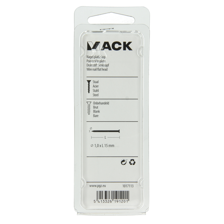 Load image into Gallery viewer, Mack 1017113 - nagel platte kop 90 gr 1,0 x 15 mm | 5 stuks
