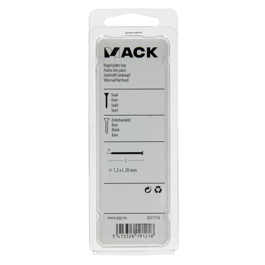 Mack 1017114 - nagel platte kop 90 gr 1,2 x 20 mm | 5 stuks