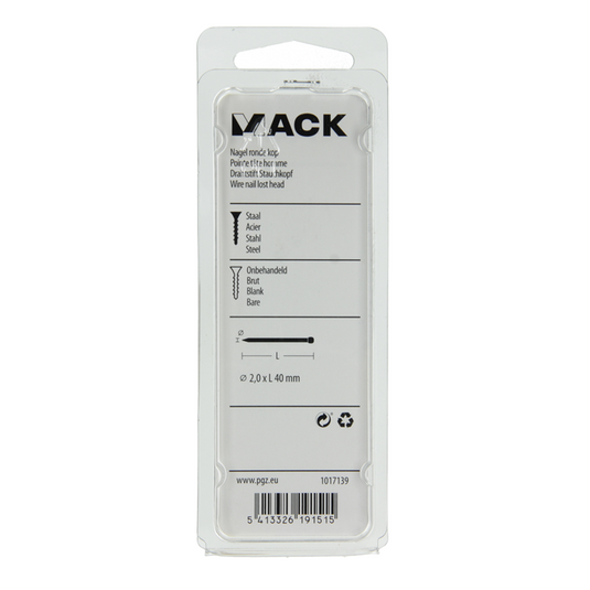 Mack 1017139 - nagel ronde kop 120 gr 2,0 x 40 mm | 5 stuks