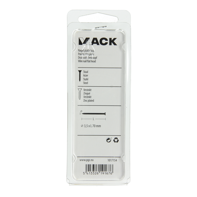 Load image into Gallery viewer, Mack 1017154 - nagel platte kop staal verzinkt 125 gr 3,5 x 70 mm | 5 stuks
