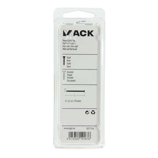 Mack 1017154 - nagel platte kop staal verzinkt 125 gr 3,5 x 70 mm | 5 stuks