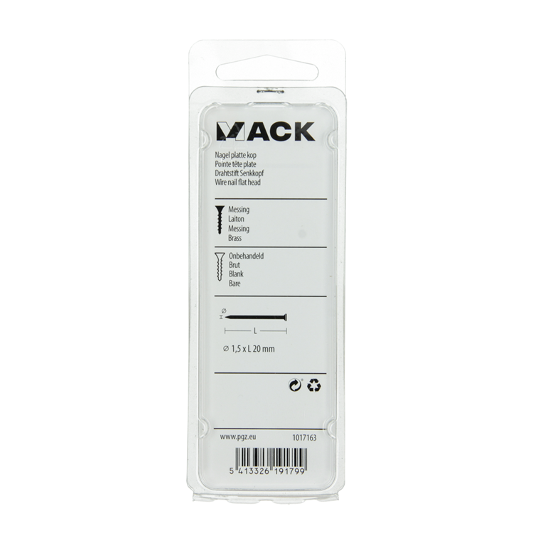 Load image into Gallery viewer, Mack 1017163 - nagel platte kop messing 20 gr1,5 x 20 mm | 10 stuks

