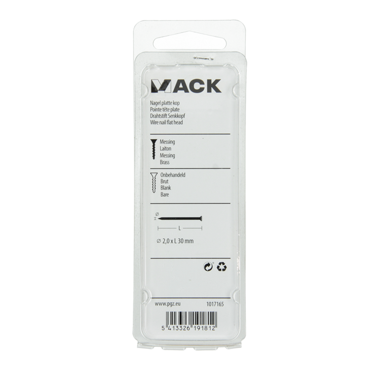 Load image into Gallery viewer, Mack 1017165 - nagel platte kop messing 20 gr2,0 x 30 mm | 10 stuks
