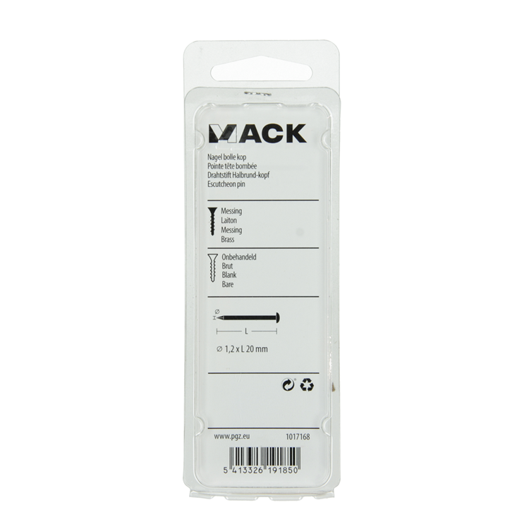 Load image into Gallery viewer, Mack 1017168 - nagel bolle kop messing 20 gr 1,2 x 20 mm | 10 stuks
