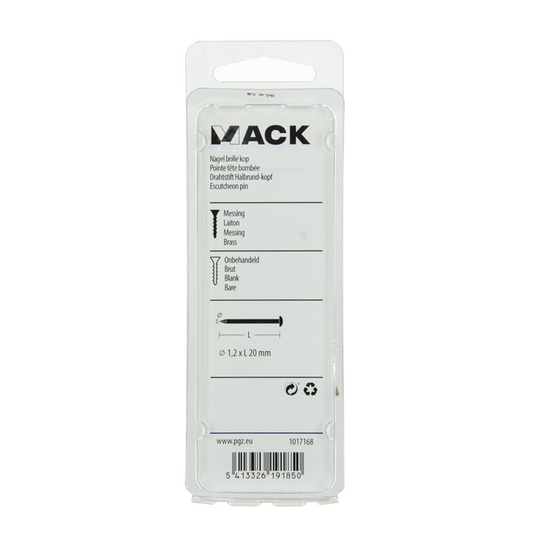 Mack 1017168 - nagel bolle kop messing 20 gr 1,2 x 20 mm | 10 stuks