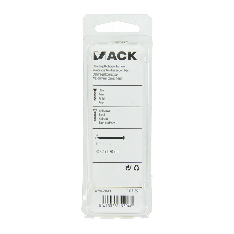 Load image into Gallery viewer, Mack 1017185 - staalnagel bvk staal geblauwd 45 gr 3,4 x 80 mm | 10 stuks
