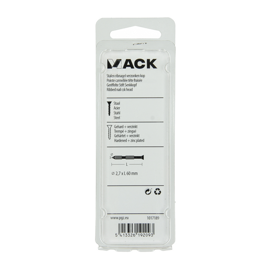 Mack 1017189 - stalen ribnagel vk st.gehard + verz.14 st 2,7 x 60 mm | 10 stuks