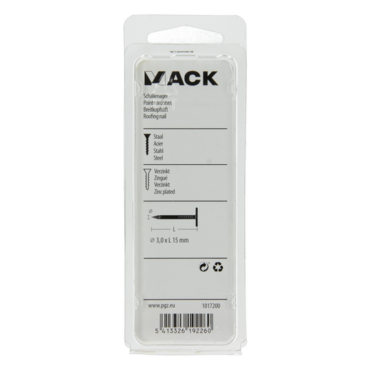 Mack 1017200 - schalienagel staal verzinkt 100 gr 3,0 x 15 mm | 5 stuks