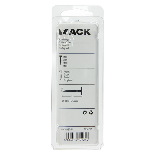 Mack 1017202 - schalienagel staal verzinkt 100 gr 3,0 x 25 mm | 5 stuks