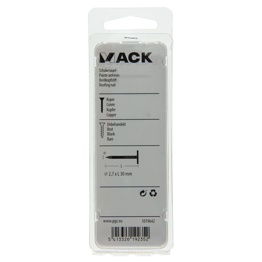 Mack 1019642 - schalienagel koper 30 gr 2,7 x 30mm | 10 stuks
