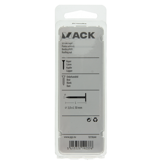 Mack 1019644 - schalienagel koper 30 gr 3,0 x 50mm | 10 stuks