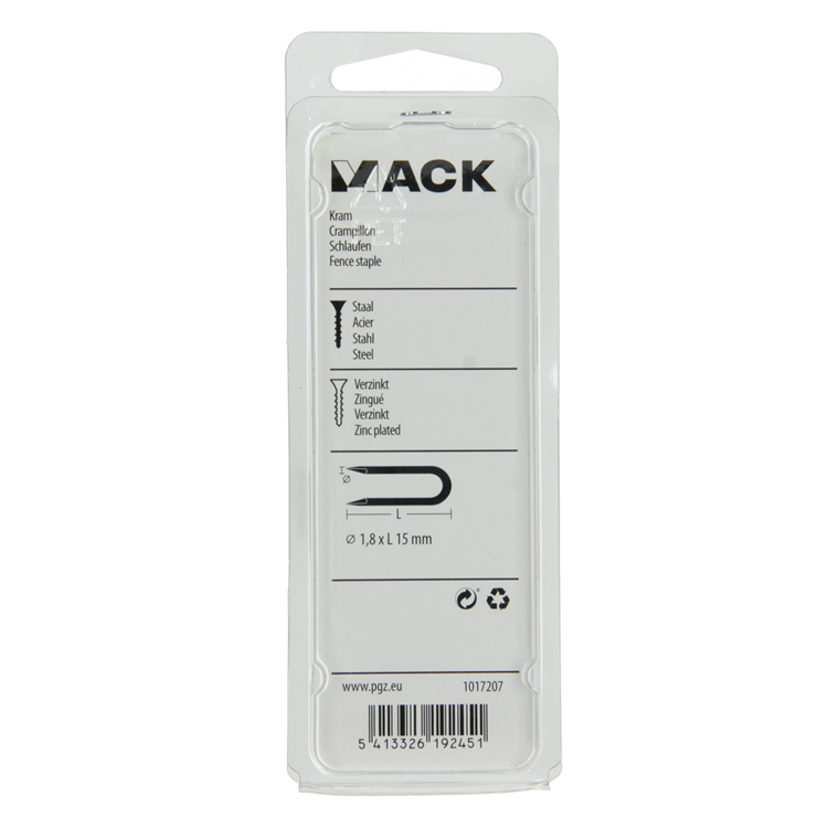 Afbeelding laden in galerijviewer, Mack 1017207 - kram staal verzinkt 75 gr 1,8 x 15 mm | 5 stuks
