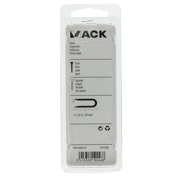 Afbeelding laden in galerijviewer, Mack 1017208 - kram staal verzinkt 80 gr 2,0 x 20 mm | 5 stuks

