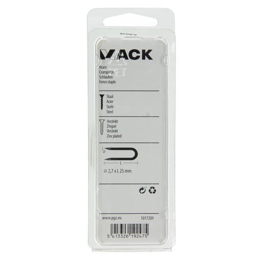 Mack 1017209 - kram staal verzinkt 90 gr 2,7 x 25 mm | 5 stuks