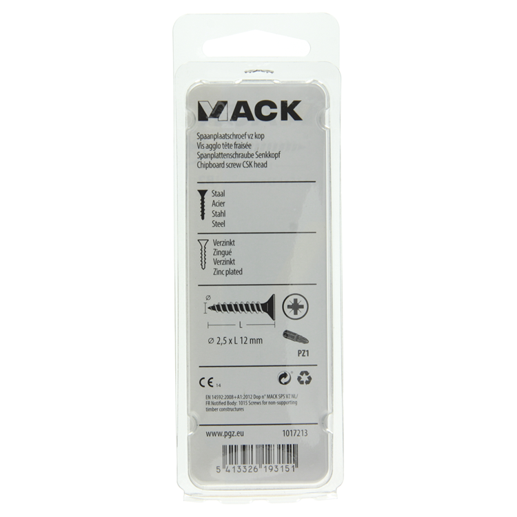 Afbeelding laden in galerijviewer, Mack 1017213 - spaanplaatschroef vz kop geelverz.65 st 2,5 x 12 mm | 10 stuks
