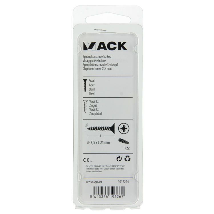 Afbeelding laden in galerijviewer, Mack 1017224 - spaanplaatschroef vz kop geelverz.32 st 3,5 x 25 mm | 10 stuks
