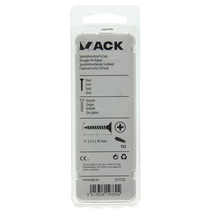 Afbeelding laden in galerijviewer, Mack 1017228 - spaanplaatschroef vz kop geelverz.18 st 3,5 x 45 mm | 10 stuks
