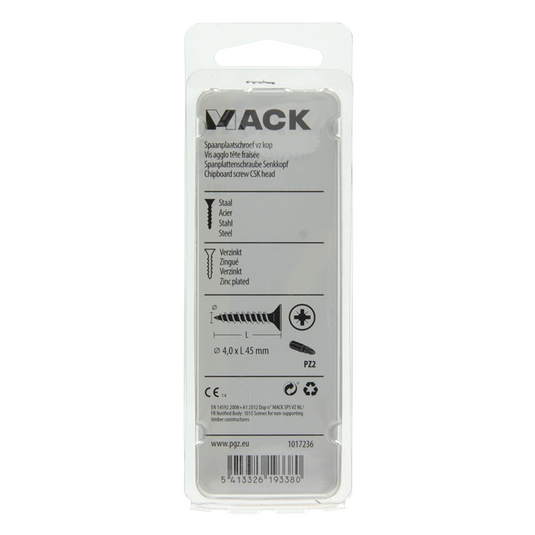 Mack 1017236 - spaanplaatschroef vz kop geelverz.16 st 4,0 x 45 mm | 10 stuks