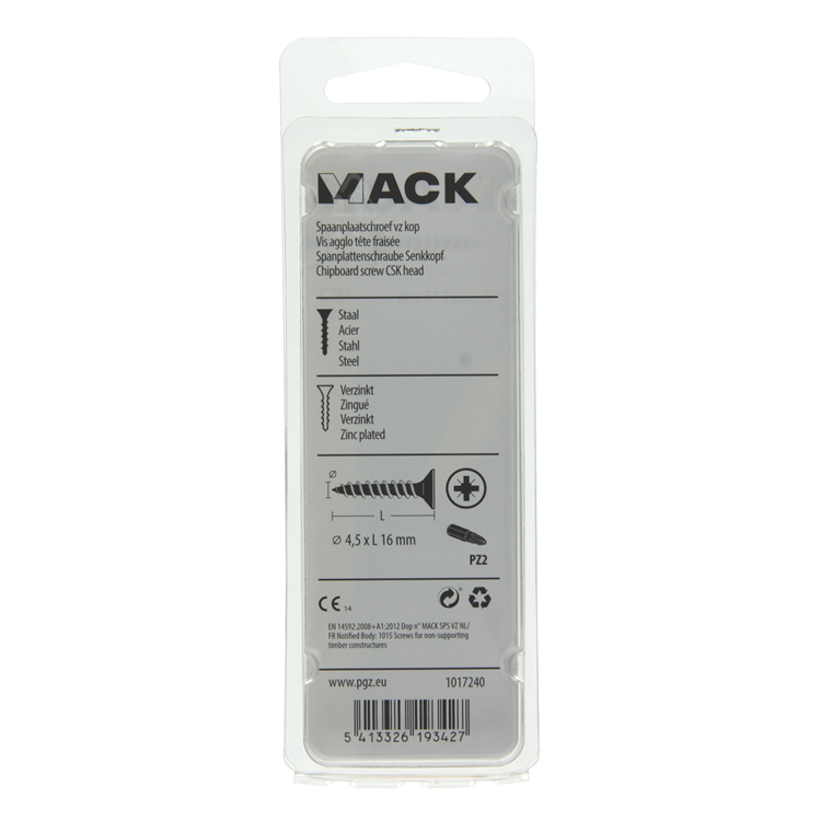 Afbeelding laden in galerijviewer, Mack 1017240 - spaanplaatschroef vz kop geelverz.26 st 4,5 x 16 mm | 10 stuks
