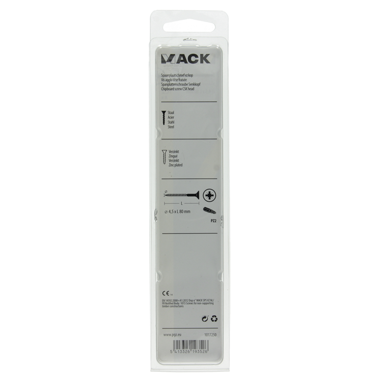 Afbeelding laden in galerijviewer, Mack 1017250 - spaanplaatschroef vz kop geelverz. 8 st 4,5 x 80 mm | 5 stuks
