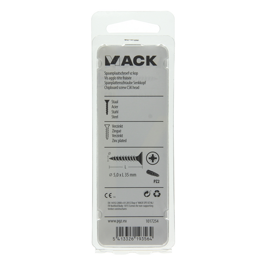Mack 1017254 - spaanplaatschroef vz kop geelverz.13 st 5,0 x 35 mm | 10 stuks