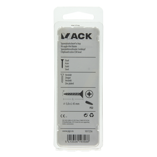 Mack 1017256 - spaanplaatschroef vz kop geelverz.11 st 5,0 x 45 mm | 10 stuks