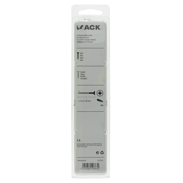 Afbeelding laden in galerijviewer, Mack 1017261 - spaanplaatschroef vz kop geelverz. 5 st 5,0 x 90 mm | 5 stuks

