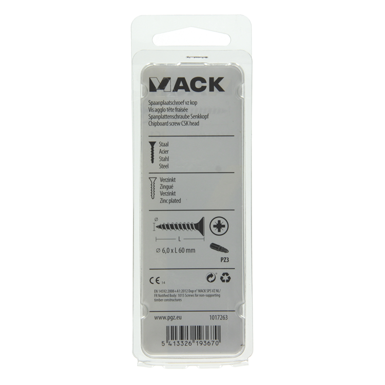 Afbeelding laden in galerijviewer, Mack 1017263 - spaanplaatschroef vz kop geelverz. 6 st 6,0 x 60 mm | 10 stuks
