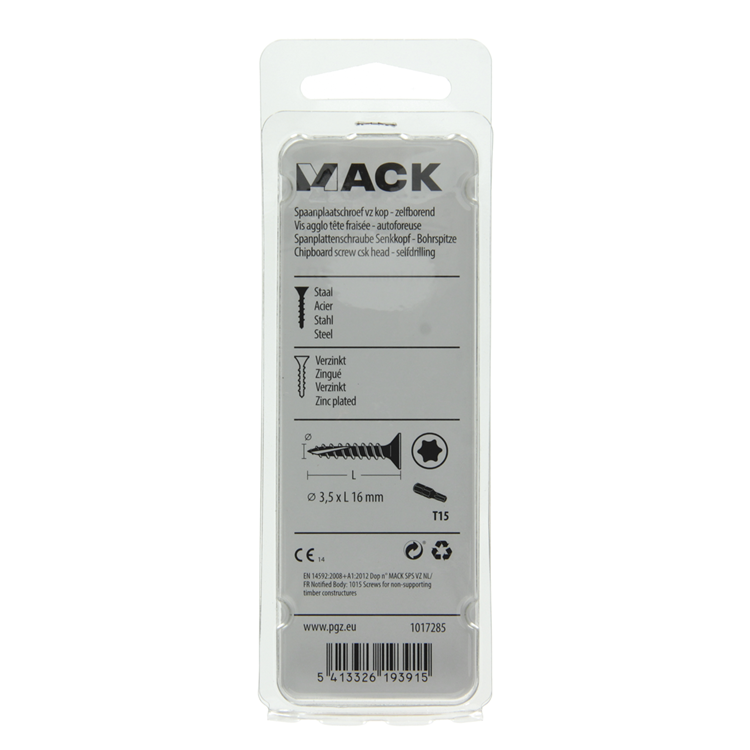 Afbeelding laden in galerijviewer, Mack 1017285 - spaanplschr.vzkop-zelfb. geelverz. 40 st 3,5 x 16 mm | 10 stuks
