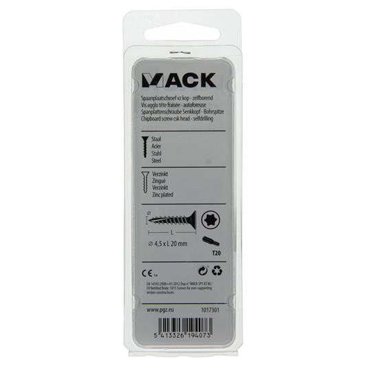 Mack 1017301 - spaanplschr.vzkop-zelfb. geelverz. 24 st 4,5 x 20 mm | 10 stuks