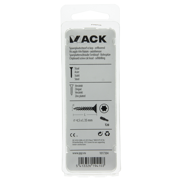 Load image into Gallery viewer, Mack 1017304 - spaanplschr.vzkop-zelfb. geelverz.16 st 4,5 x 35 mm | 10 stuks
