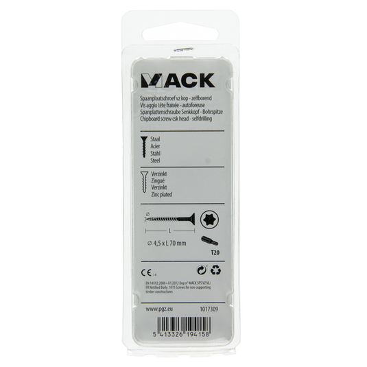 Mack 1017309 - spaanplschr.vzkop-zelfb. geelverz. 9 st 4,5 x 70 mm | 10 stuks